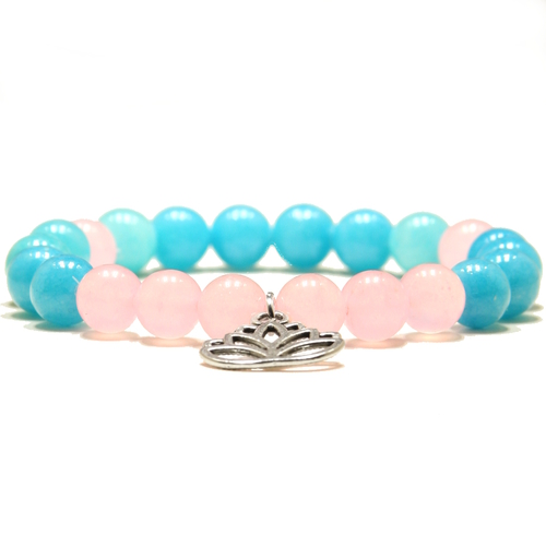 Náramek Yin Collection - jadeit oceán, růžový jadeit