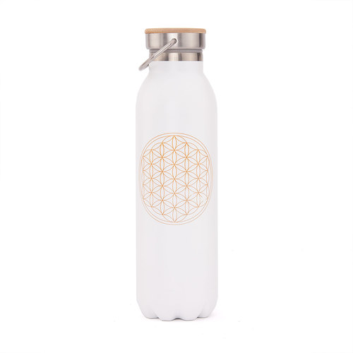 Nerezová termo lahev 600ml, Flower of Life, bílá