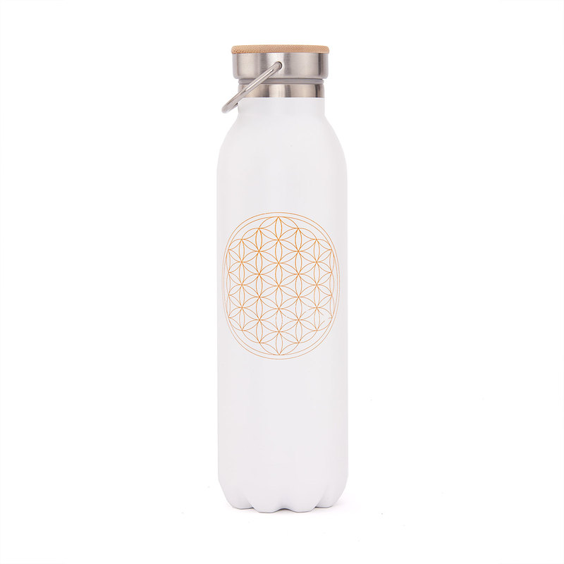 Nerezová termo lahev 600ml, Flower of Life, bílá 1